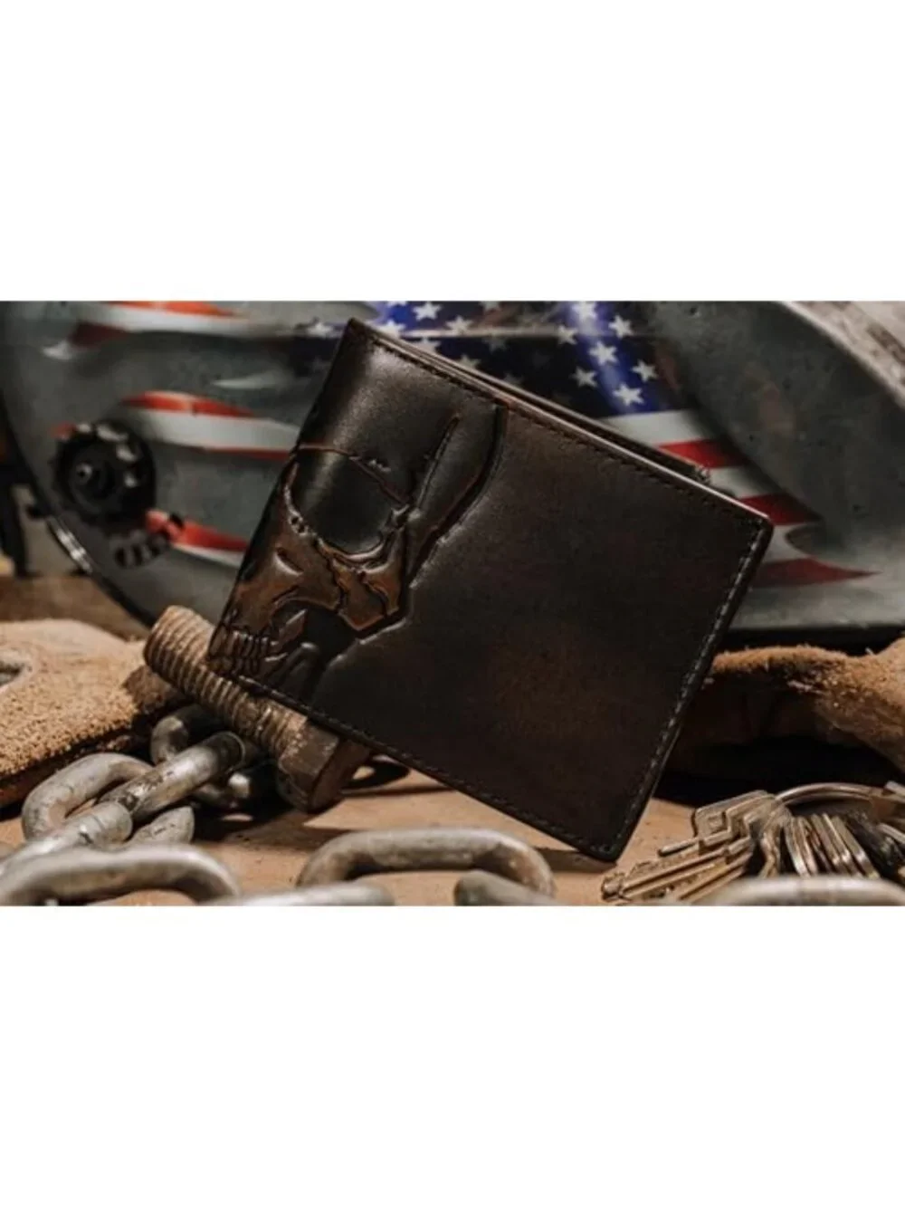 Skull Double ID Bifold Wallet for Men | 2 ID Windows, Stylish & Durable Design